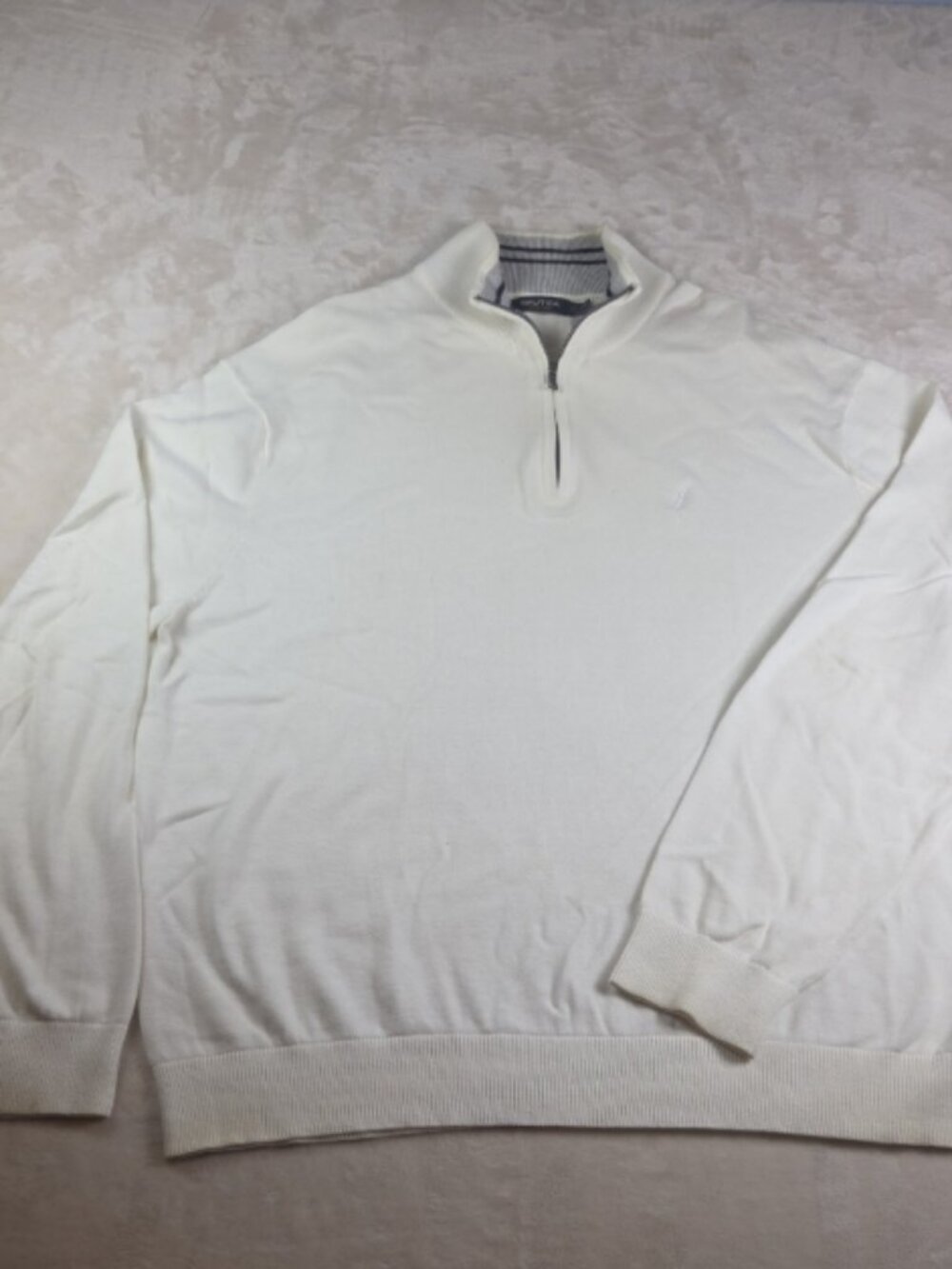 Nautica Quarter Zip Pullover Sweater XXL White Logo
